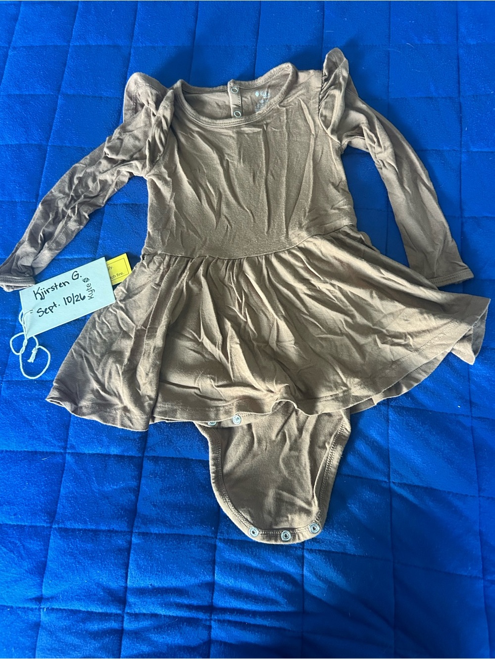 Kyte BABY Taupe Long-Sleeve Skirted Bodysuit